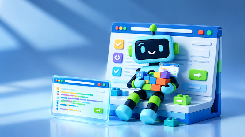 Robô mascote da GoodWeb representando desenvolvimento web